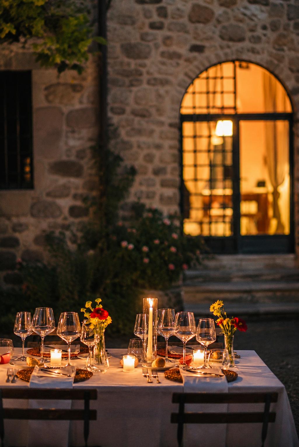 Candlelit dinner Val d'Orcia Tuscany private chef